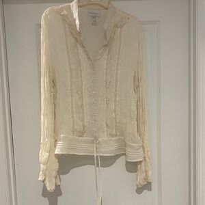 Banana Republic Cream Lace-Trim Blouse